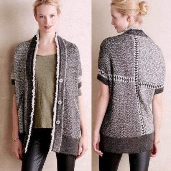 Anthropologie Wool Cashmere Oversized Boho Chunky Knit Cardigan Size XS Bohemian - Picture 1 of 16